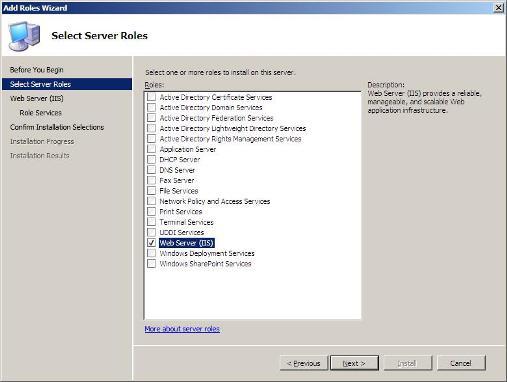 Windows 서버 2008년 - 2에 있는 웹 서버 역할 설치에 10 단계
