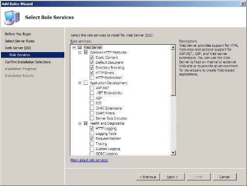 Windows 서버 2008년 - 3에 있는 웹 서버 역할 설치에 10 단계