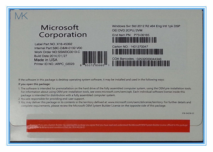 64Bit DVD Windows 서버 2012 R2 표준 면허, 영국 Windows 서버 2012 R2 Datacenter